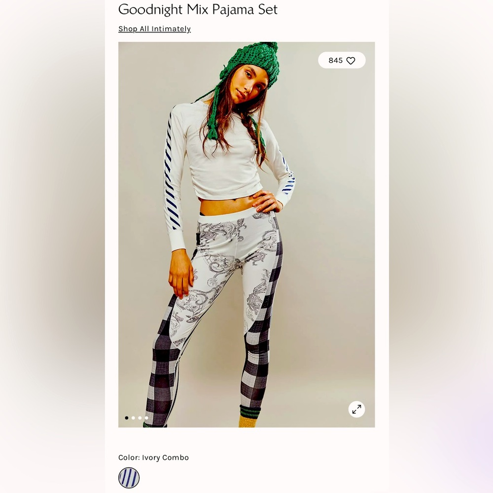 NIP Free People - Goodnight Mix Pajama Set! Sold out style - L